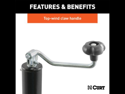15 Inches Vertical Travel CURT 28356 Weld-On Pipe-Mount Swivel Trailer Jack 5,000 lbs
