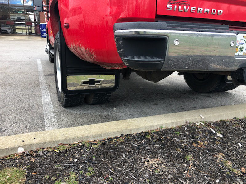 20152019 Chevy Silverado 3500HD Black Bowtie Gatorback Dually Mud Flap